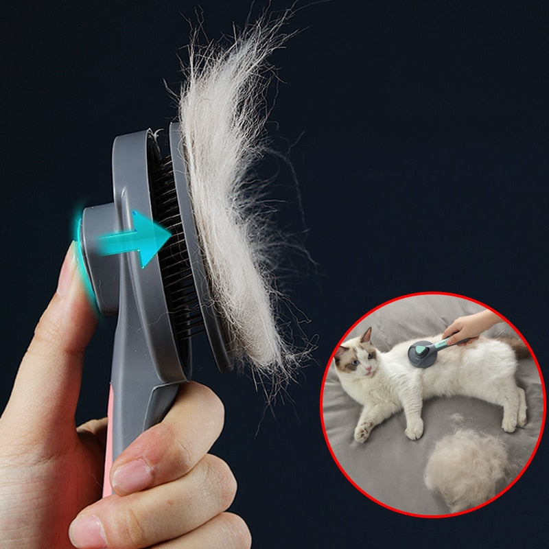 NNEOBA Cat Comb Dog Hair Remover Brush Pet Grooming Slicker Comb Removes Tangled Self Cleaning Pet Supplies Accessories