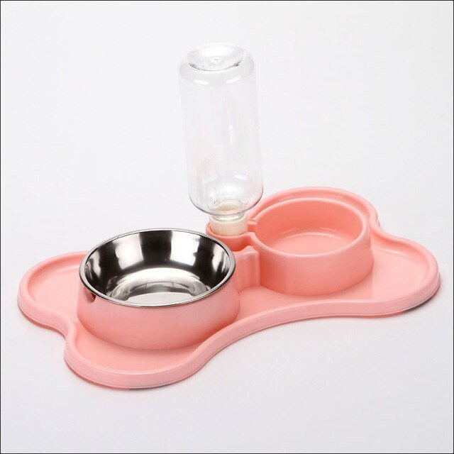 Cat Bowl Non-slip Pet Double Bowls Automatic Water Dispenser Puppy Eating Dish Food Feeder for Dogs Cats Pet Feeding Supplies