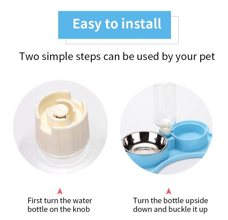 Cat Bowl Non-slip Pet Double Bowls Automatic Water Dispenser Puppy Eating Dish Food Feeder for Dogs Cats Pet Feeding Supplies
