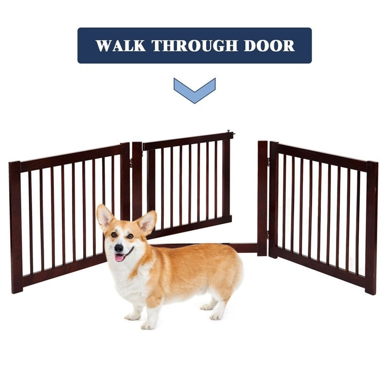 24" Configurable Folding 3 Panel Pine Wood Dog Fence Pet Dog Supplies PS6472