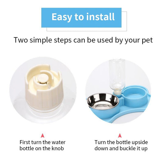 Cat Bowl Non-slip Pet Double Bowls Automatic Water Dispenser Puppy Eating Dish Food Feeder for Dogs Cats Pet Feeding Supplies