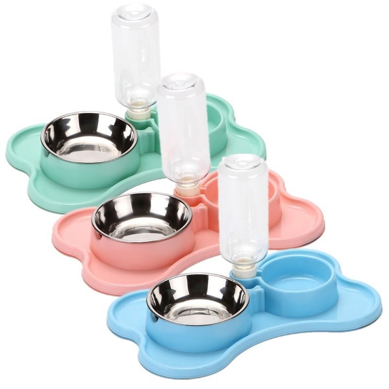 Cat Bowl Non-slip Pet Double Bowls Automatic Water Dispenser Puppy Eating Dish Food Feeder for Dogs Cats Pet Feeding Supplies