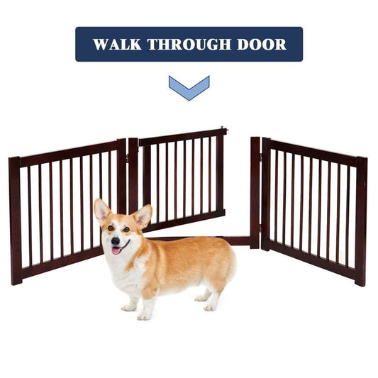 24" Configurable Folding 3 Panel Pine Wood Dog Fence Pet Dog Supplies PS6472